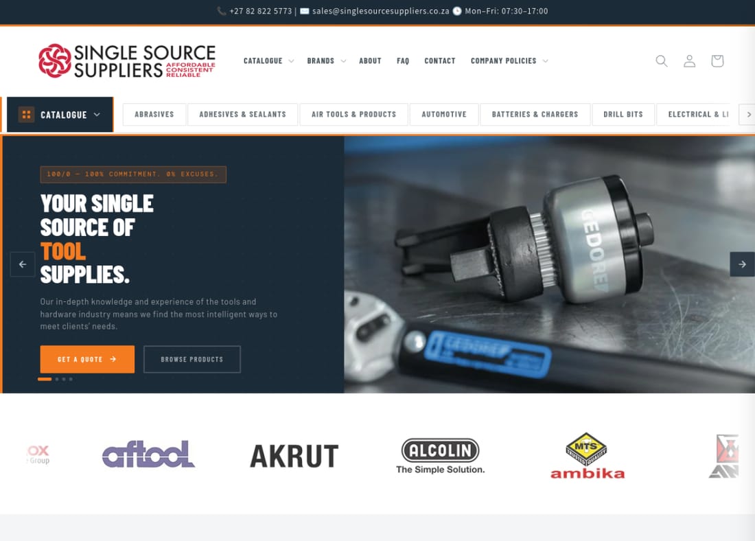 Single Source Suppliers website
